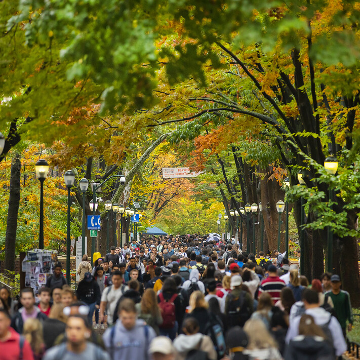 students walking on locust walk